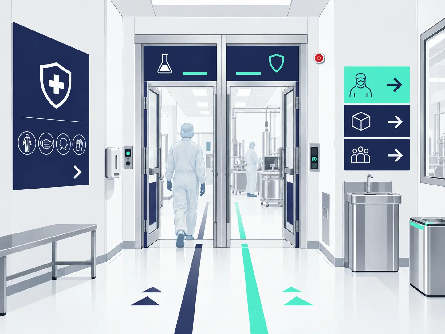 Ilustración conceptual de identificación de áreas y bioseguridad