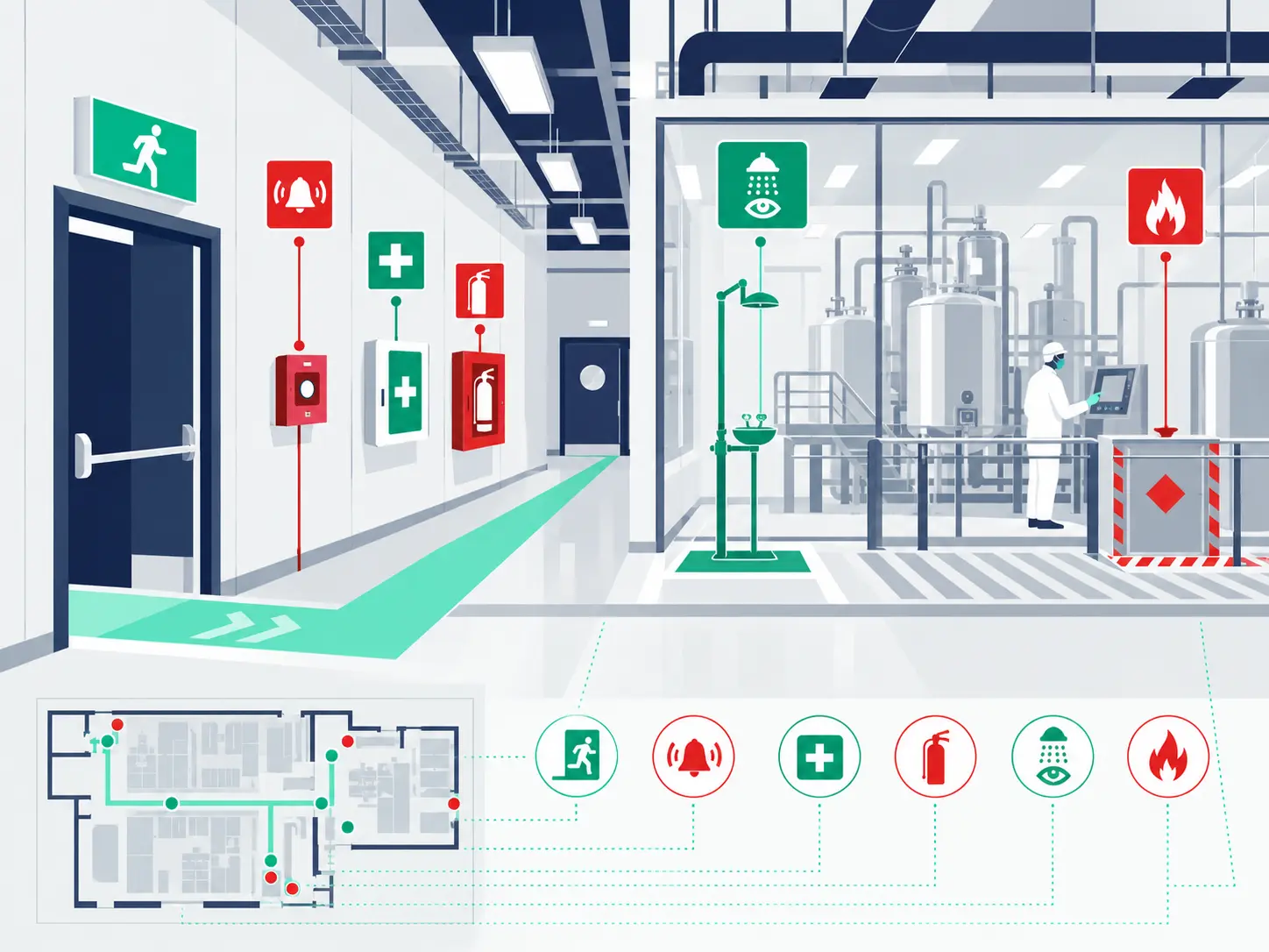 Ilustración del sistema de comunicación de emergencias y seguridad