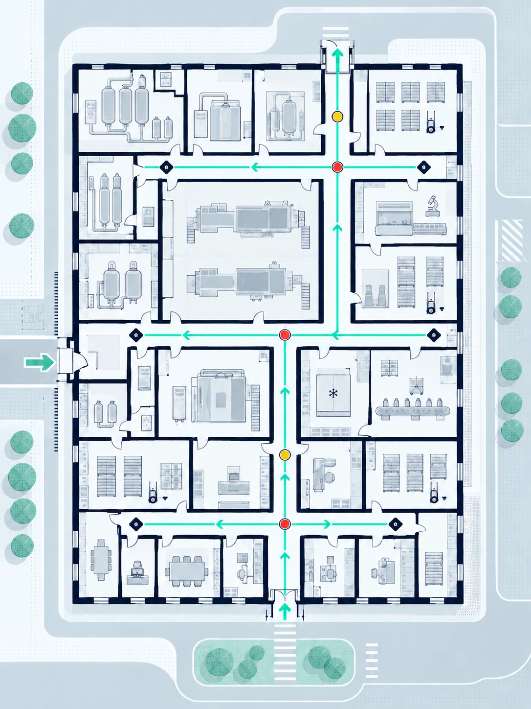 Plano vertical de recorridos y puntos de decisión